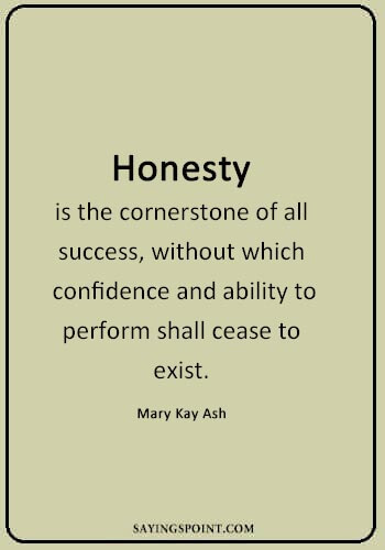 Honesty Quotes Images - “Honesty is the cornerstone of all success, without which confidence and ability to perform shall cease to exist.” —Mary Kay Ash
