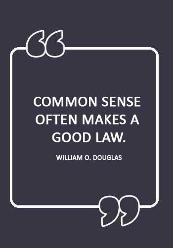 Justice Quotes - “Common sense often makes a good law.” —William O. Douglas