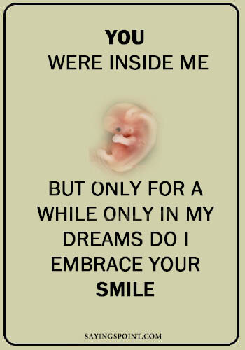 Abortion Sayings - "You were inside me but only for a whileOnly in my dreams do I embrace your smile." —Unknown