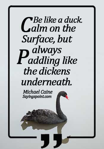 Keep Calm Sayings - Be like a duck. Calm on the surface, but always paddling like the dickens underneath. - Michael Caine 