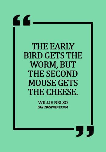 Cheese Sayings - The early bird gets the worm, but the second mouse gets the cheese.- Willie Nelso
