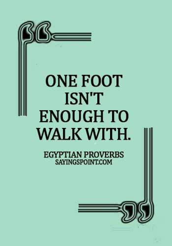 quotes from ancient egyptian pharaohs -  One foot isn't enough to walk with. - Egyptian Proverbs