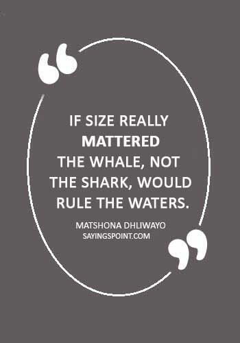 Shark Sayings - “If size really mattered, the whale, not the shark, would rule the waters.” —Matshona Dhliwayo
