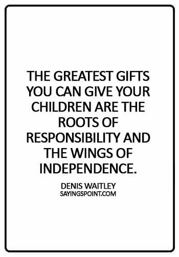 Independence day Sayings - The greatest gifts you can give your children are the roots of responsibility and the wings of independence. -  Denis Waitley