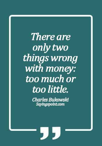 Money Quotes - There are only two things wrong with money: too much or too little. - Charles Bukowski