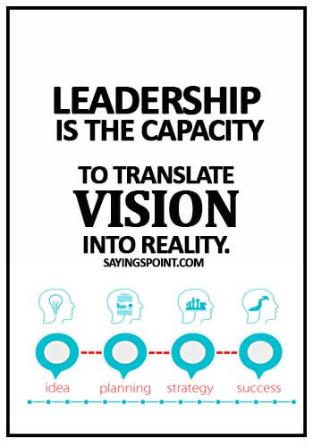 Sayings about Leadership - Leadership is the capacity to translate vision into reality.