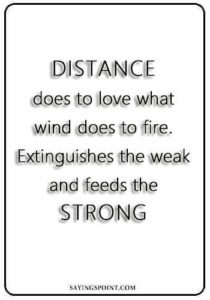Burn Sayings - "Distance does to love what wind does to fire. Extinguishes the weak and feeds the strong." —Unknown