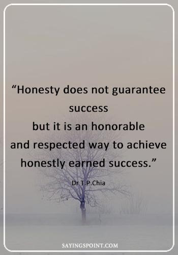 Honesty Quotes Images - “Honesty does not guarantee success, but it is an honorable and respected way to achieve honestly earned success.” —Dr T.P.Chia