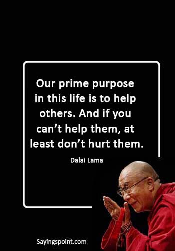 inspirational quotes hurt - “Our prime purpose in this life is to help others. And if you can’t help them, at least don’t hurt them.” —Dalai Lama