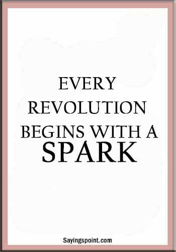 Fire Sayings - Every revolution begins with a spark.