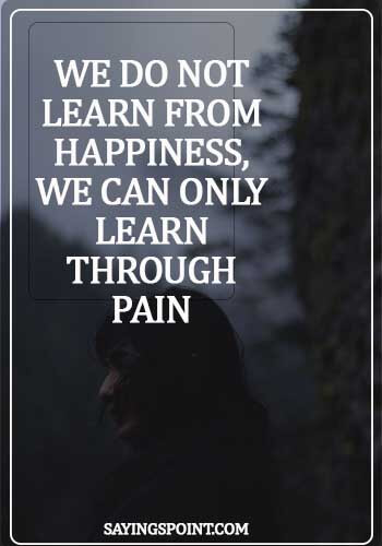 Pain Sayings - We do not learn from happiness, we can only learn through pain