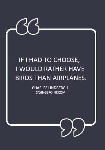 Airplane Sayings - “If I had to choose, I would rather have birds than airplanes.” —Charles Lindbergh