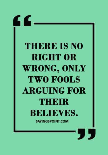 quotes about arguing with fools - "There is no right or wrong, only two fools arguing for their believes." 