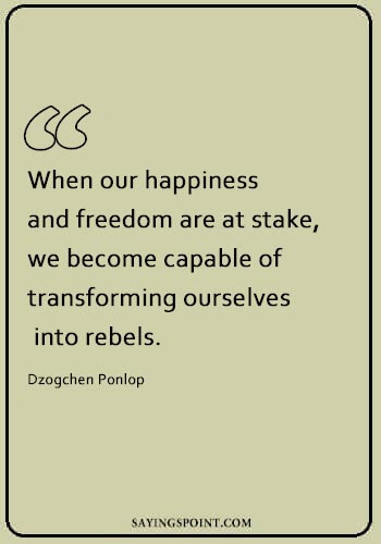 rebel status - “When our happiness and freedom are at stake, we become capable of transforming ourselves into rebels.” —Dzogchen Ponlop