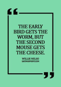 Cheese Sayings - The early bird gets the worm, but the second mouse gets the cheese.- Willie Nelso