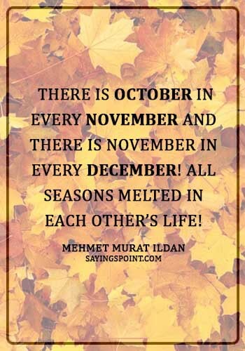 quotes on november born -  "There is October in every November and there is November in every December! All seasons melted in each other’s life!" —Mehmet Murat ildan